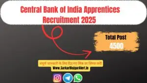 Central Bank of India Apprentices Recruitment 2025 – Apply Online for 4500 Posts