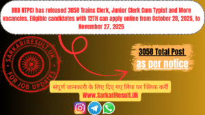 RRB NTPC Under Graduate Level Recruitment 2025 - Apply Online for 3058 Posts